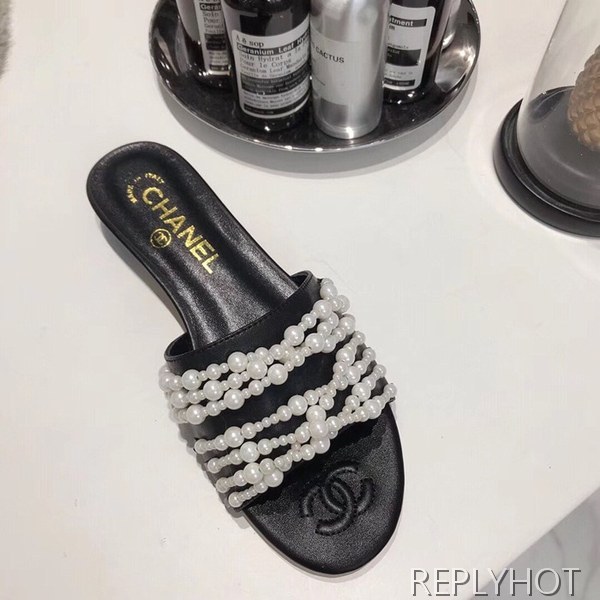 샤넬 진주 슬리퍼 블랙