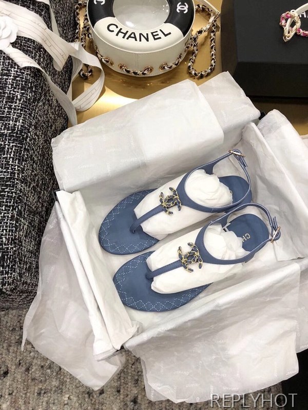 샤넬 cc로고샌들 블루