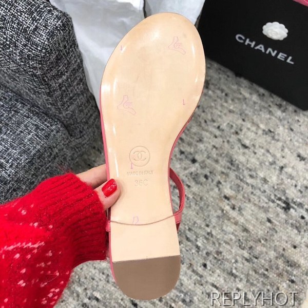 샤넬 cc로고 샌들 핫핑크