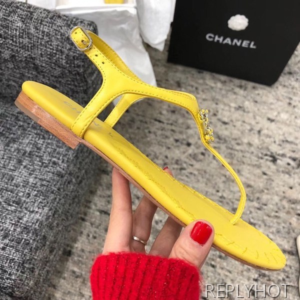 샤넬 cc로고 샌들 옐로우