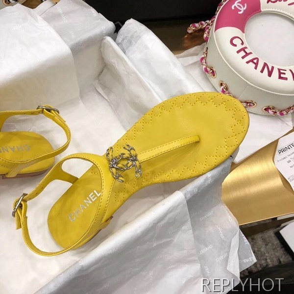 샤넬 cc로고 샌들 옐로우