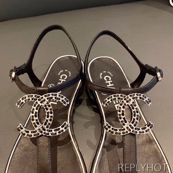 19 샤넬 cc로고 샌들 블랙