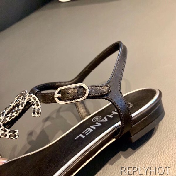 19 샤넬 cc로고 샌들 블랙