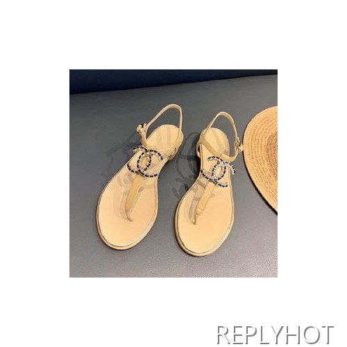 19 샤넬 cc로고 샌들 베이지