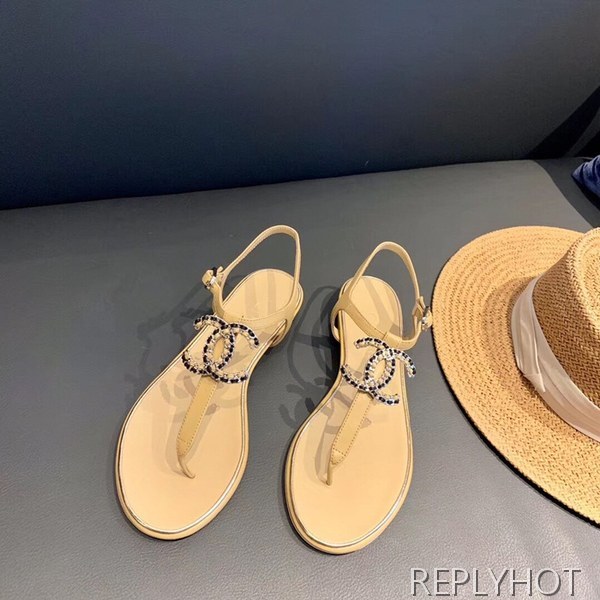 19 샤넬 cc로고 샌들 베이지