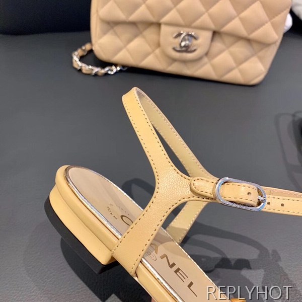 19 샤넬 cc로고 샌들 베이지