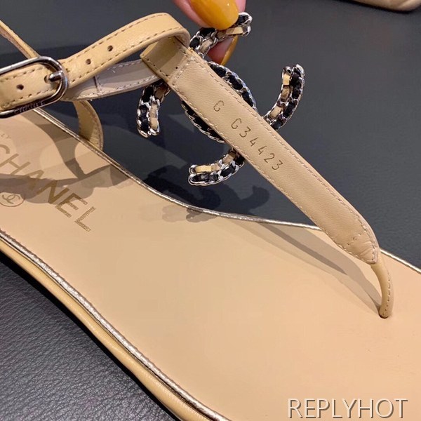 19 샤넬 cc로고 샌들 베이지