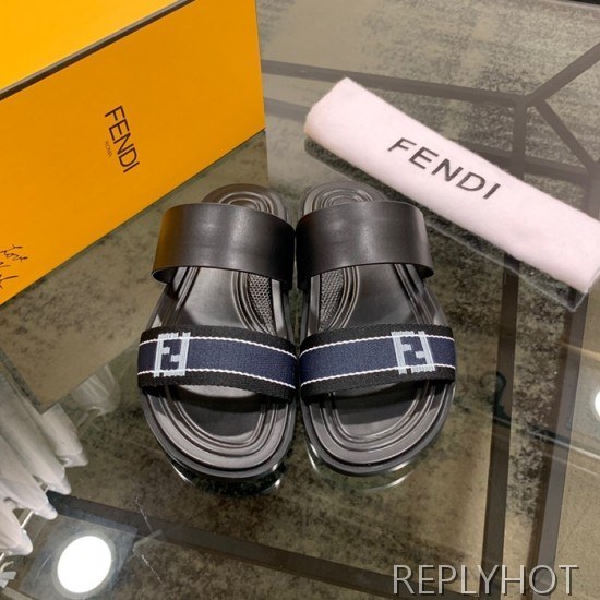 Fendi 2020 Mens Leather & Knit Slipper