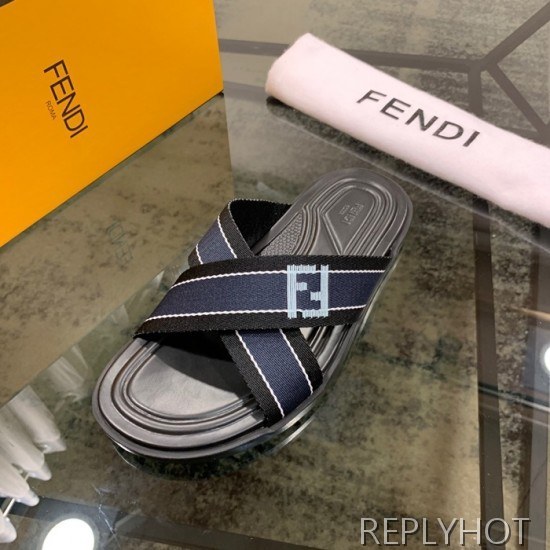 Fendi 2020 Mens Leather & Knit Slipper
