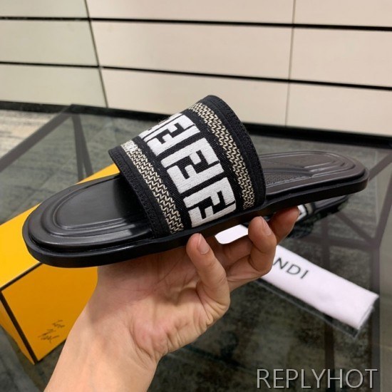 Fendi 2020 Mens Leather & Knit Slipper
