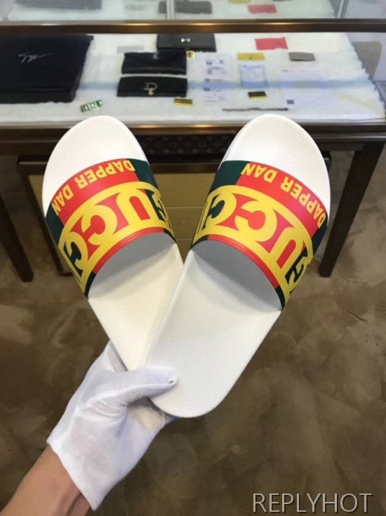 Gucc Slide Luber White Mens Slippers