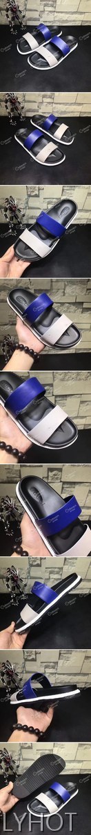 Gucci Blue+White Mens Slippers