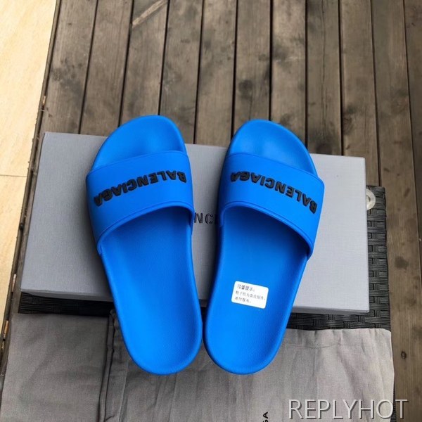 발렌시아가 2020 3d엠보로고 비치샌들 블루컬러
