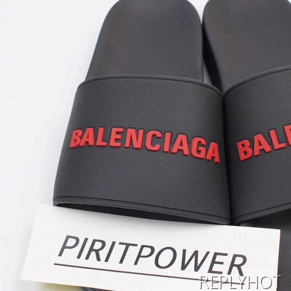 발렌시아가 2020 엠보로고 비치샌들 블랙&레드