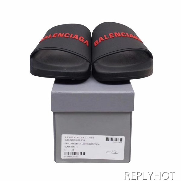 발렌시아가 2020 엠보로고 비치샌들 블랙&레드