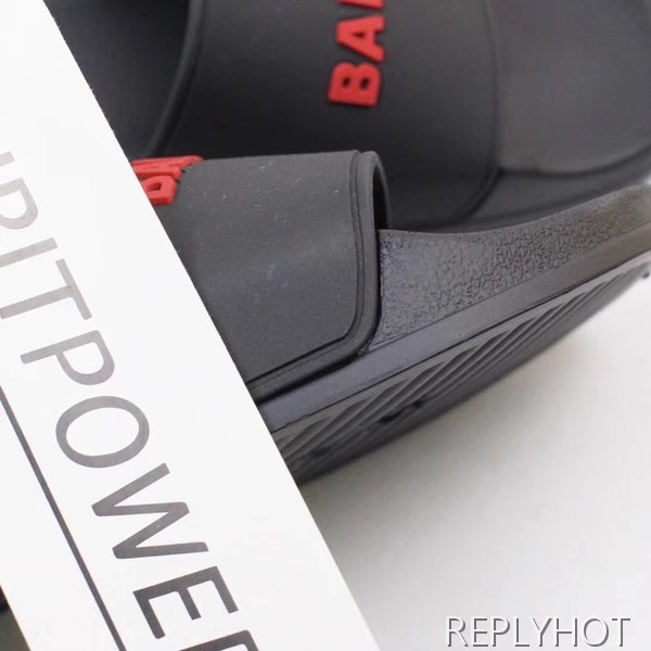 발렌시아가 2020 엠보로고 비치샌들 블랙&레드