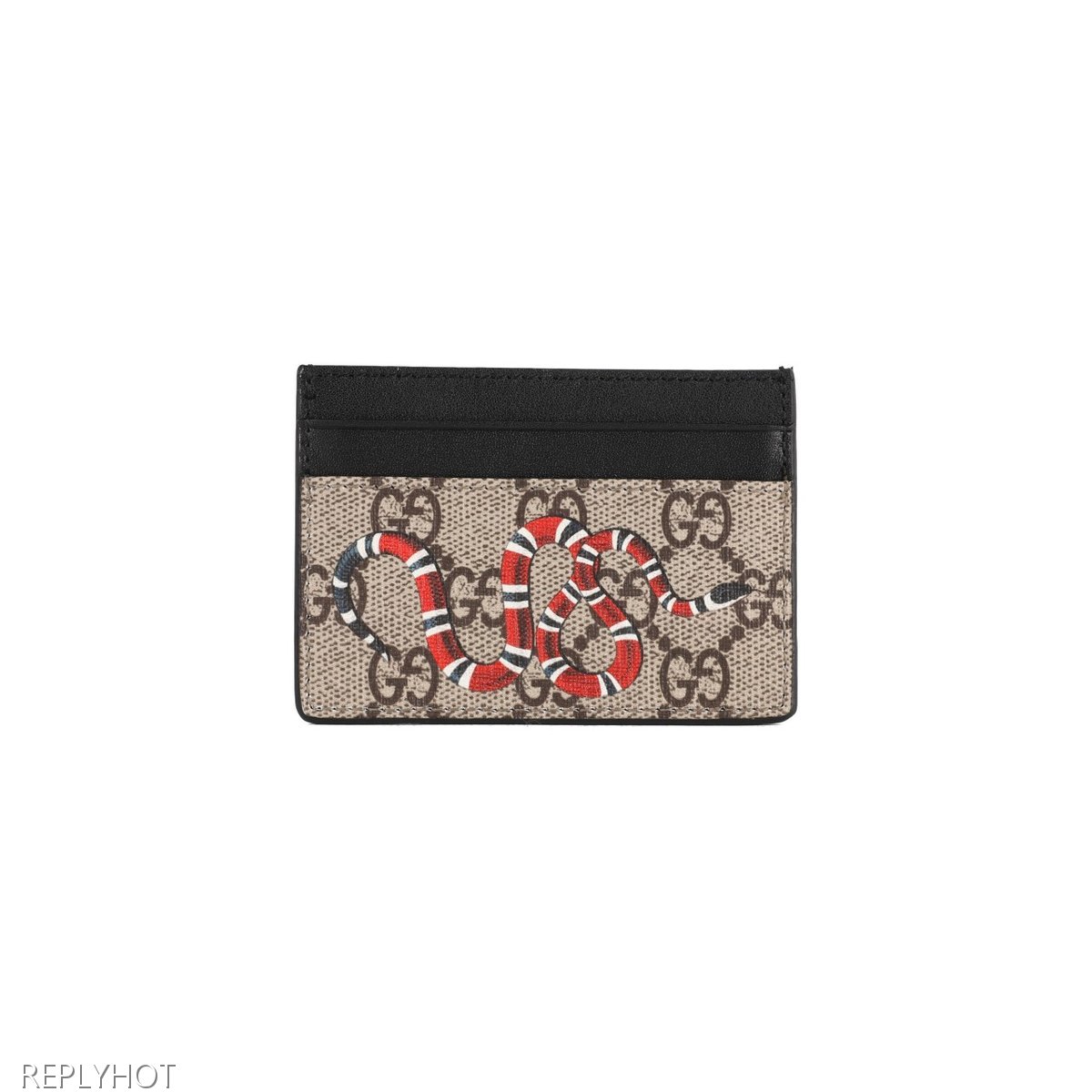 구찌 베스트리에 킹스네이크 프린트 카드 지갑