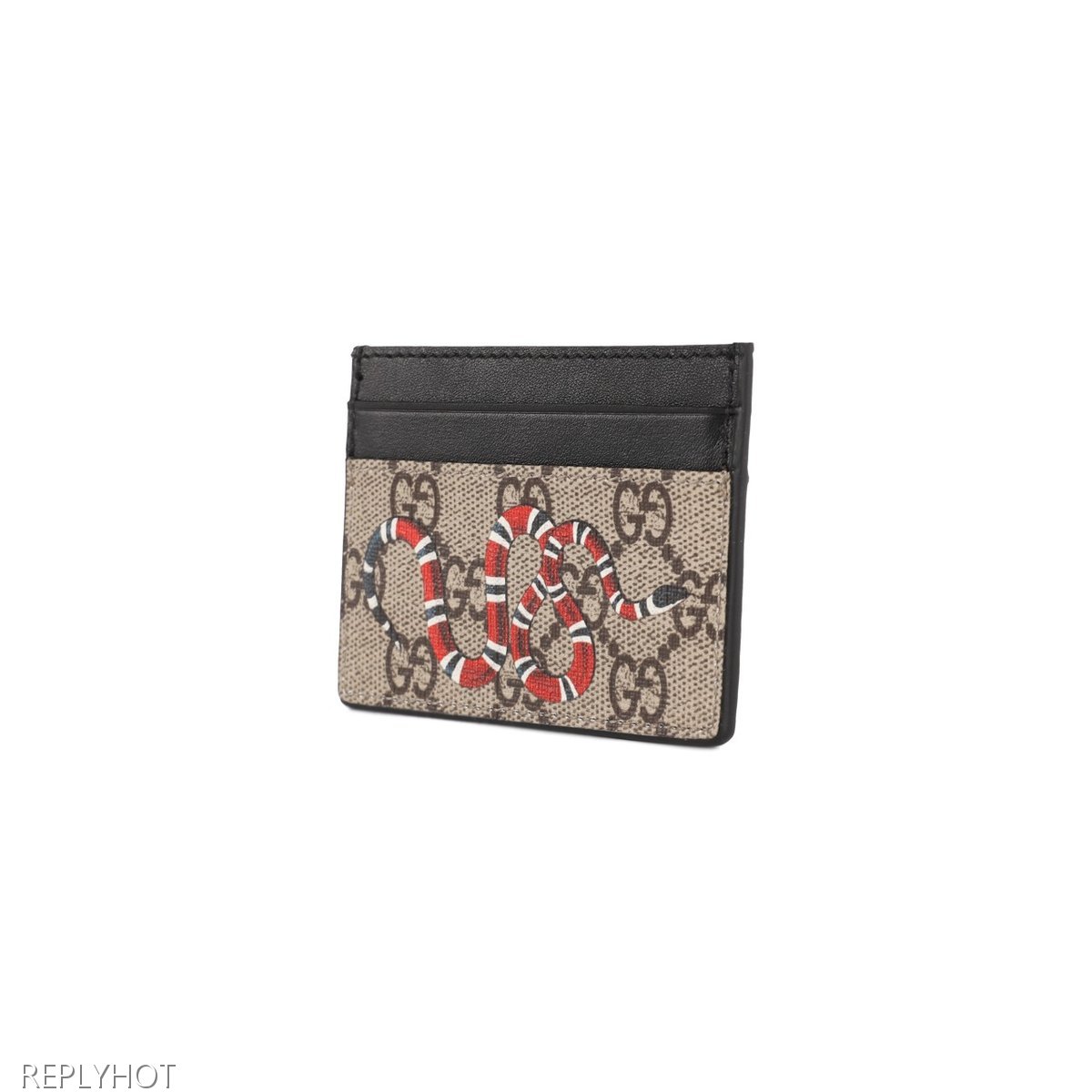 구찌 베스트리에 킹스네이크 프린트 카드 지갑