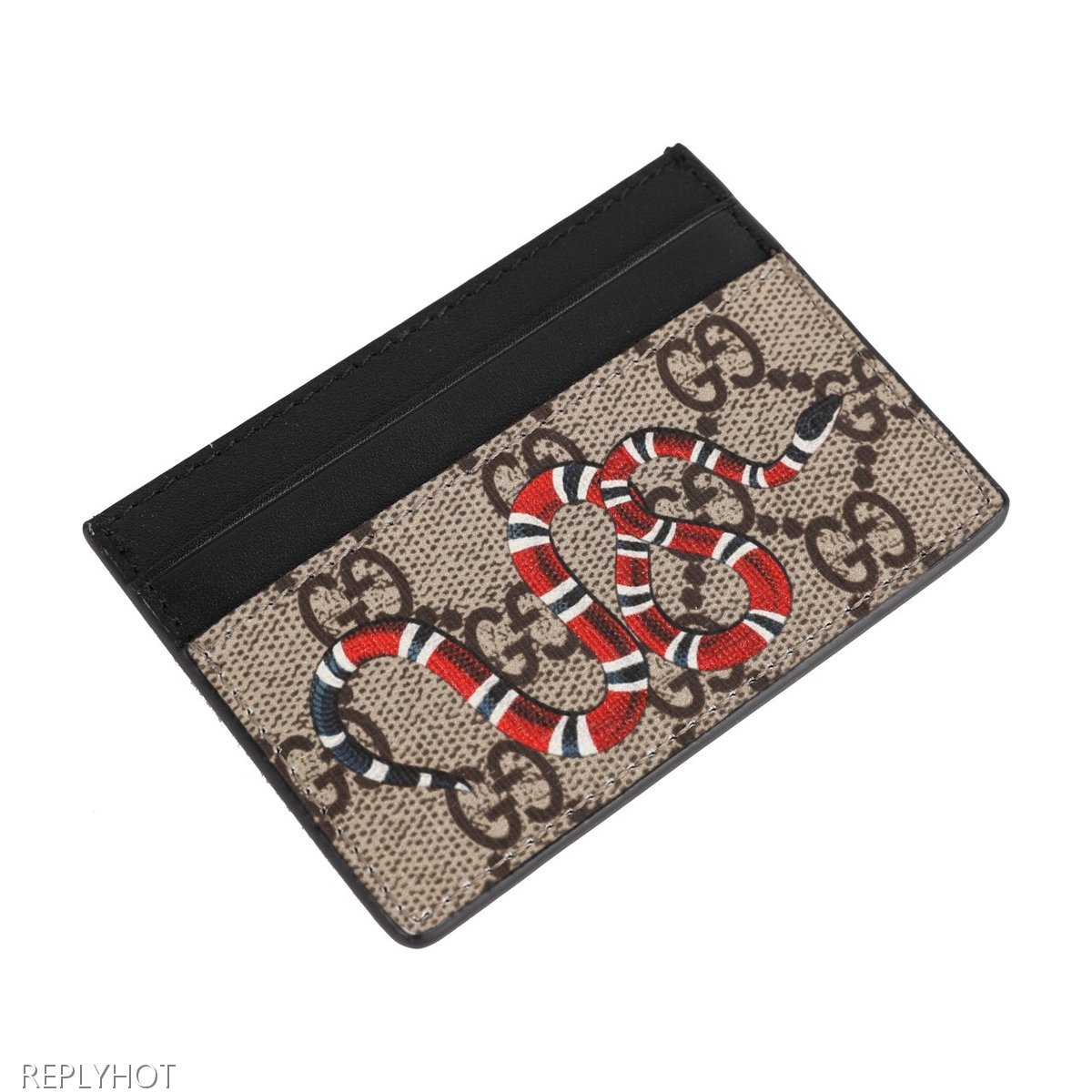 구찌 베스트리에 킹스네이크 프린트 카드 지갑