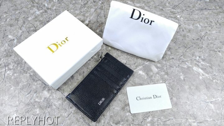 디올 지퍼 카드 지갑 블랙