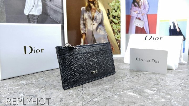디올 지퍼 카드 지갑 블랙