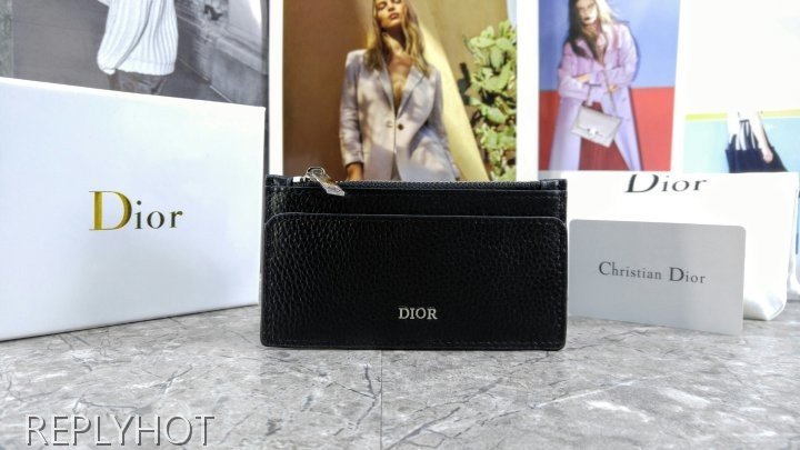 디올 지퍼 카드 지갑 블랙