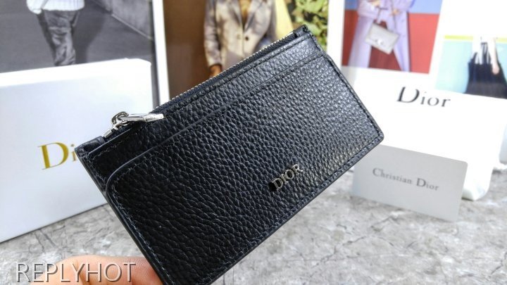 디올 지퍼 카드 지갑 블랙