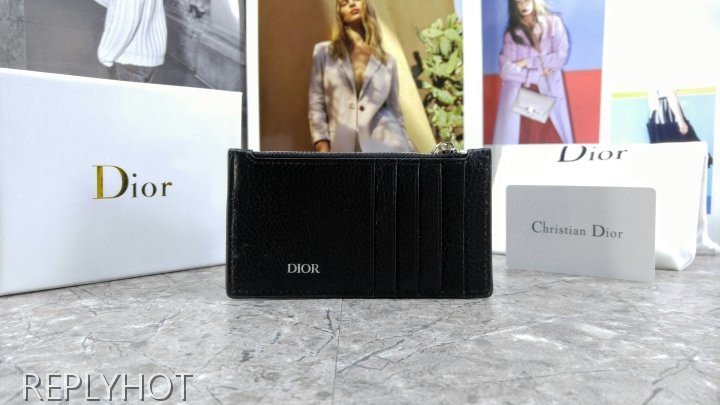 디올 지퍼 카드 지갑 블랙