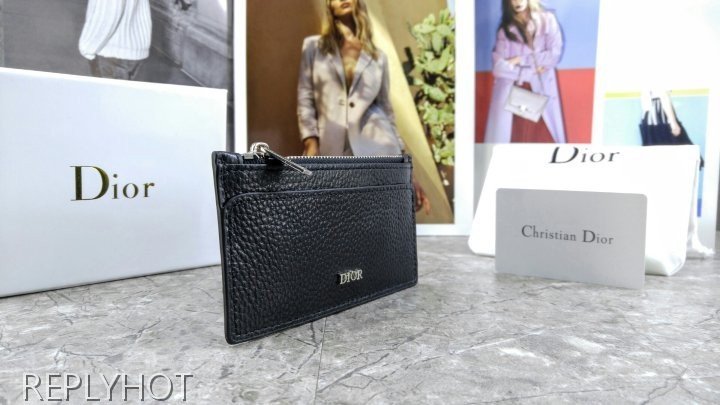 디올 지퍼 카드 지갑 블랙