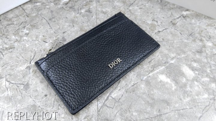 디올 지퍼 카드 지갑 블랙