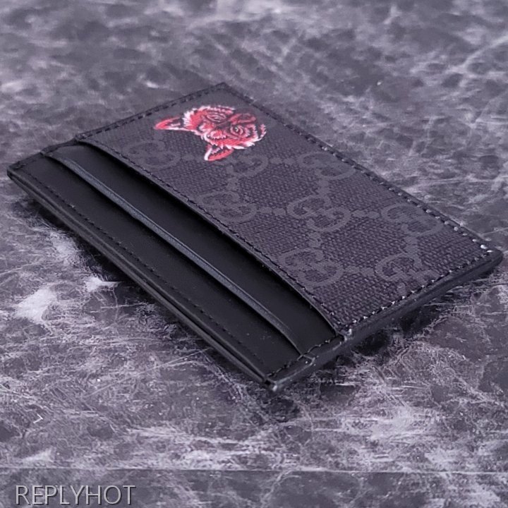 구찌 GG수프림 울프 프린트 카드지갑 블랙