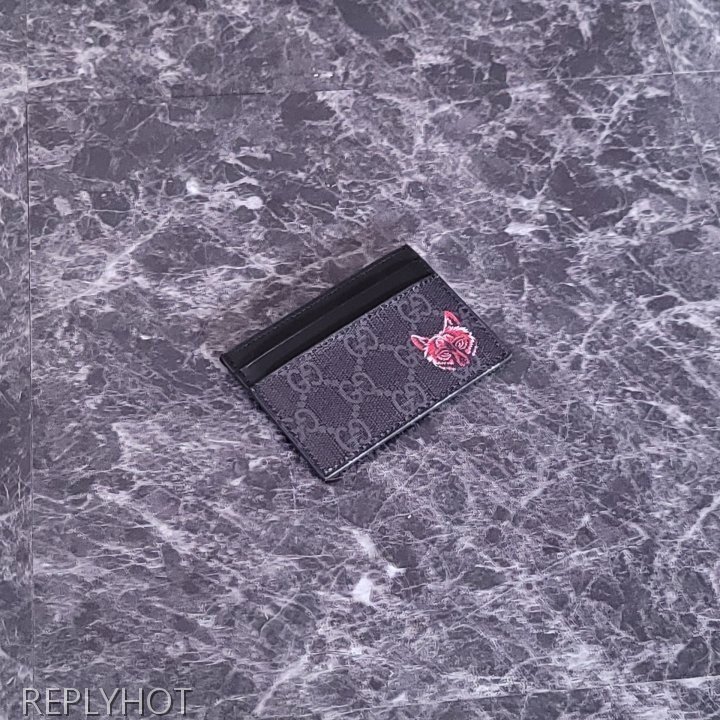 구찌 GG수프림 울프 프린트 카드지갑 블랙