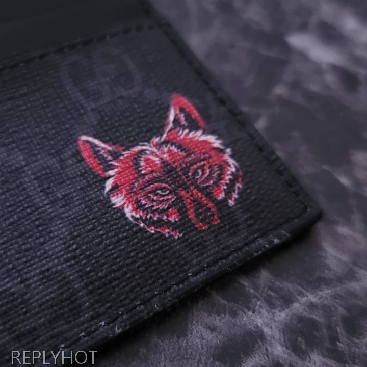 구찌 GG수프림 울프 프린트 카드지갑 블랙