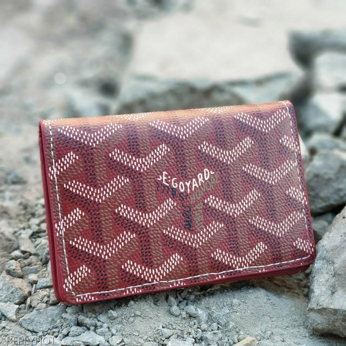 고야드 카드 명함 지갑 버건디