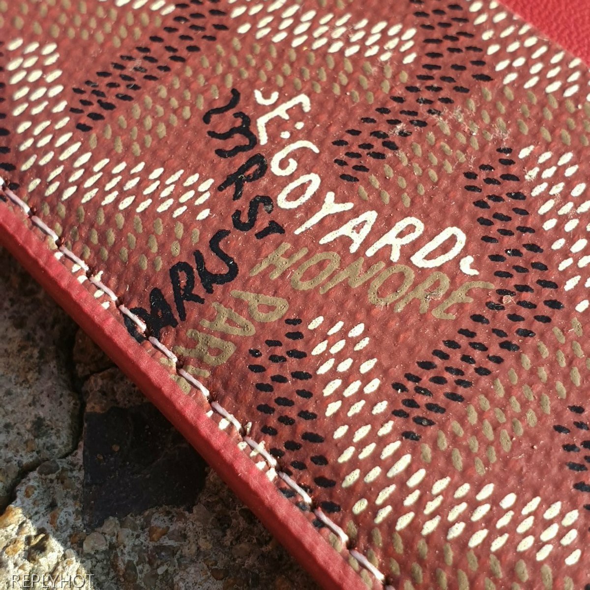 고야드 카드 지갑 버건디