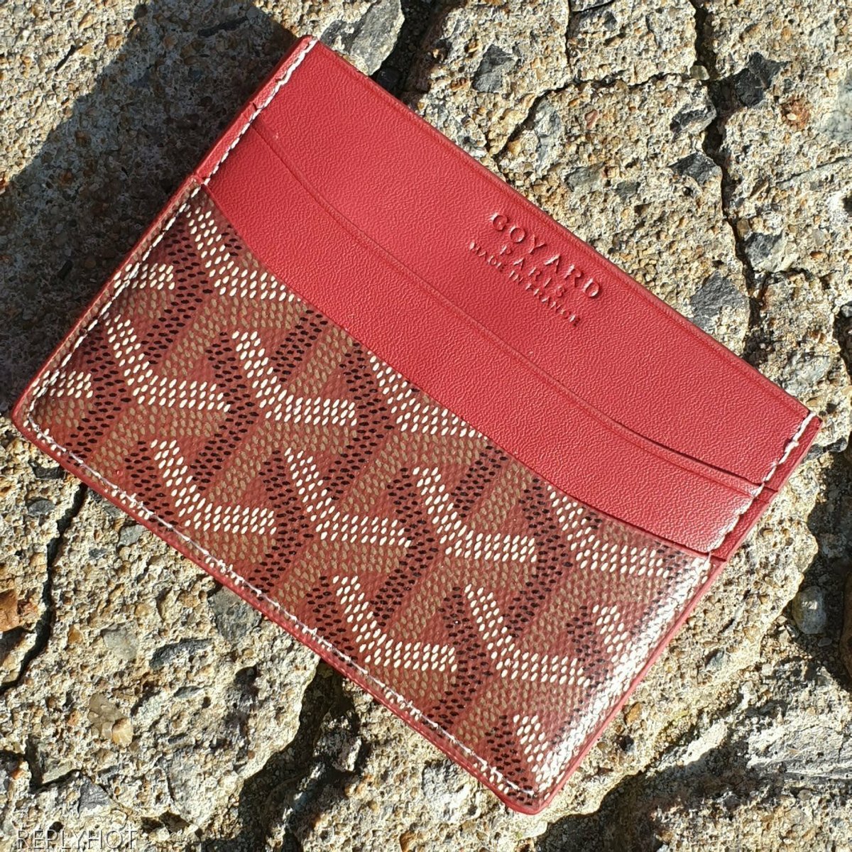 고야드 카드 지갑 버건디