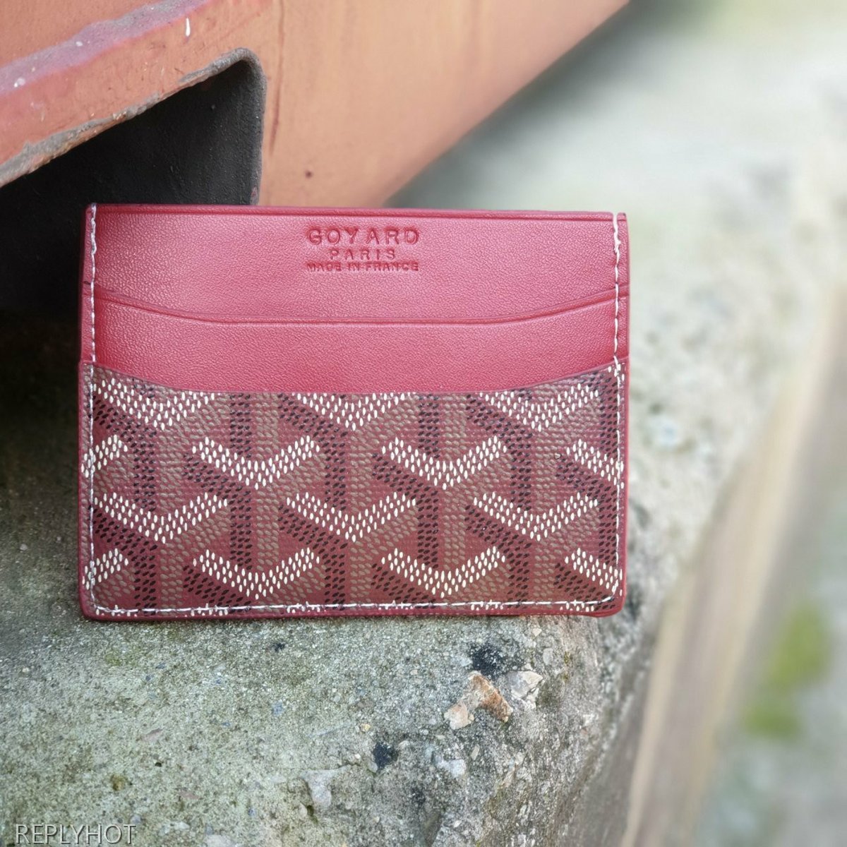 고야드 카드 지갑 버건디