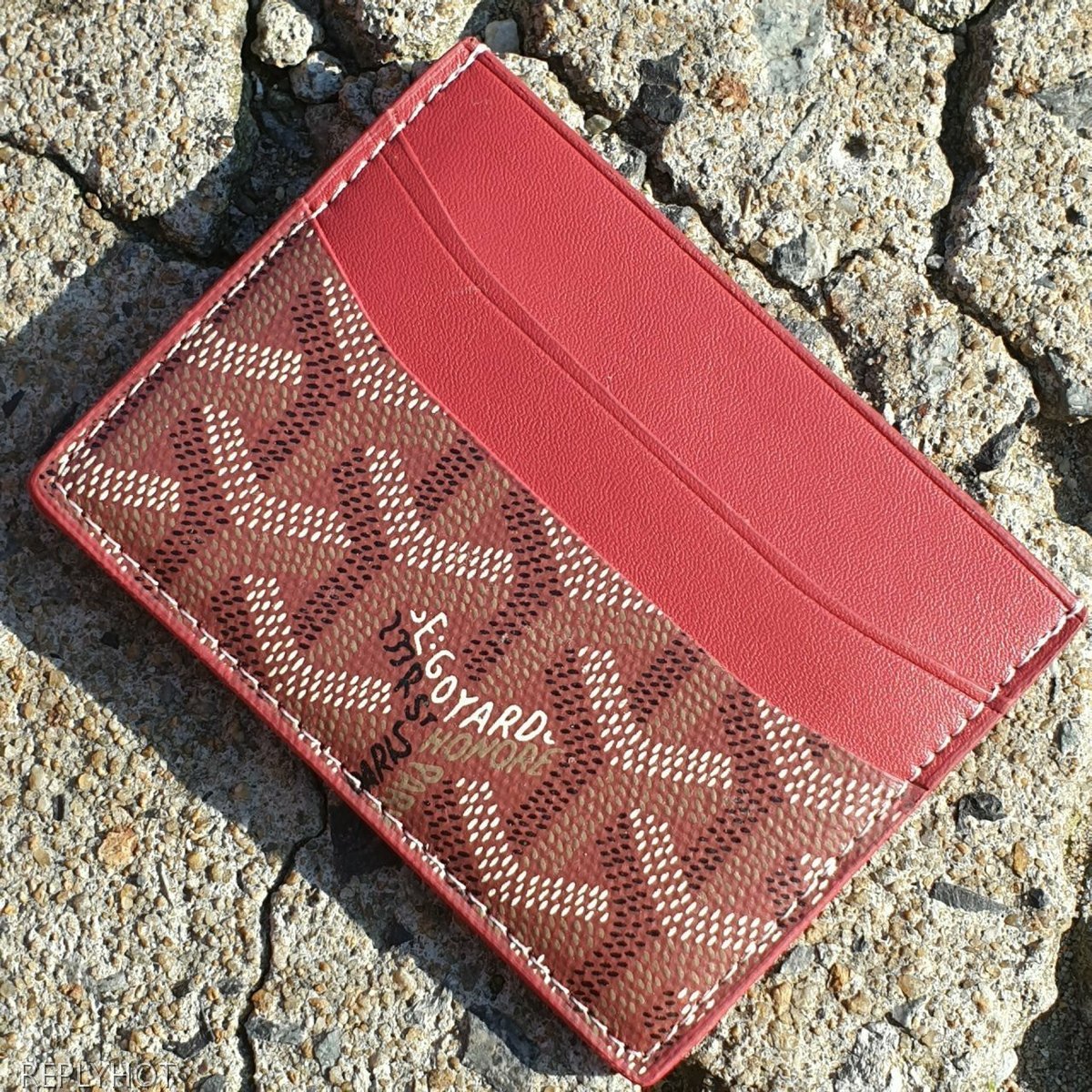 고야드 카드 지갑 버건디