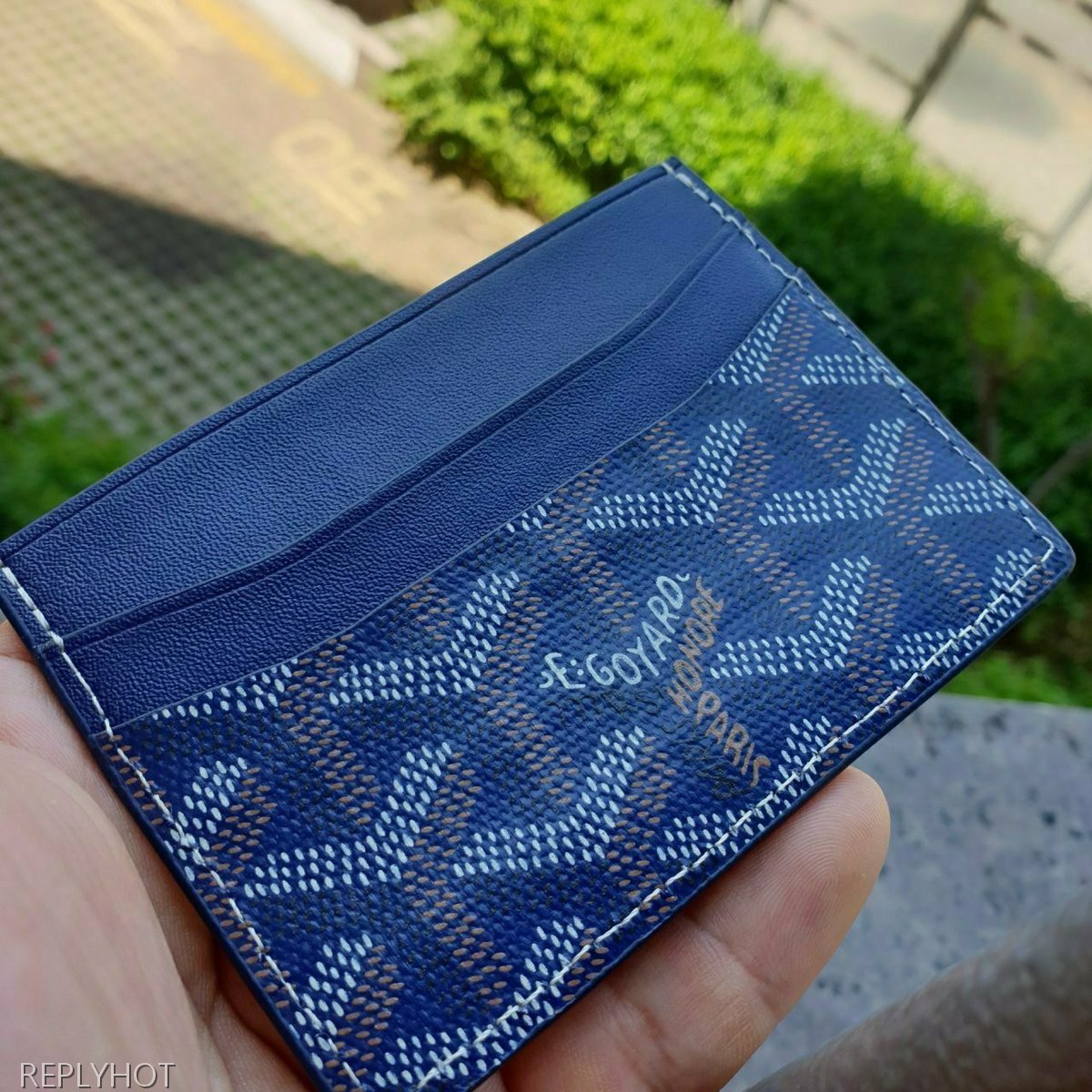 고야드 카드 지갑 네이비