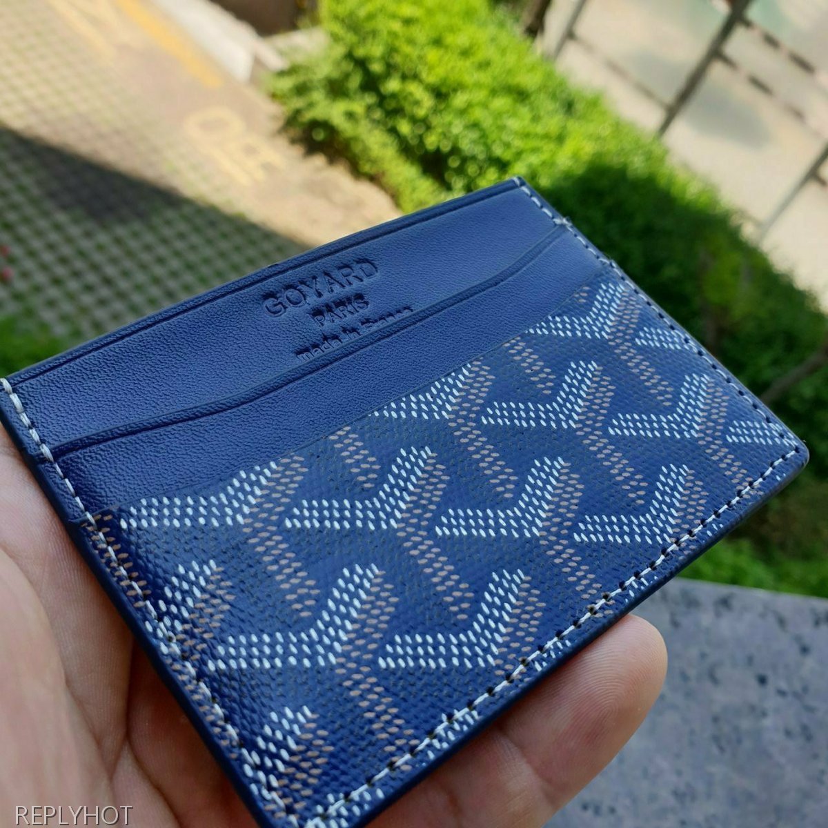 고야드 카드 지갑 네이비