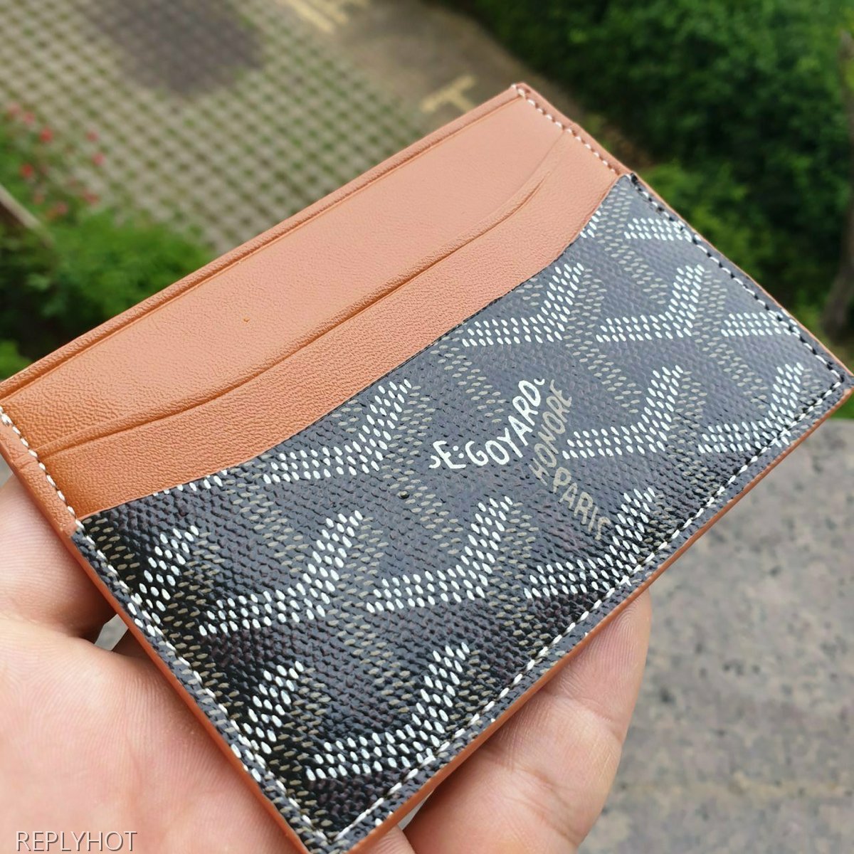 고야드 카드 지갑 블랙 & 브라운