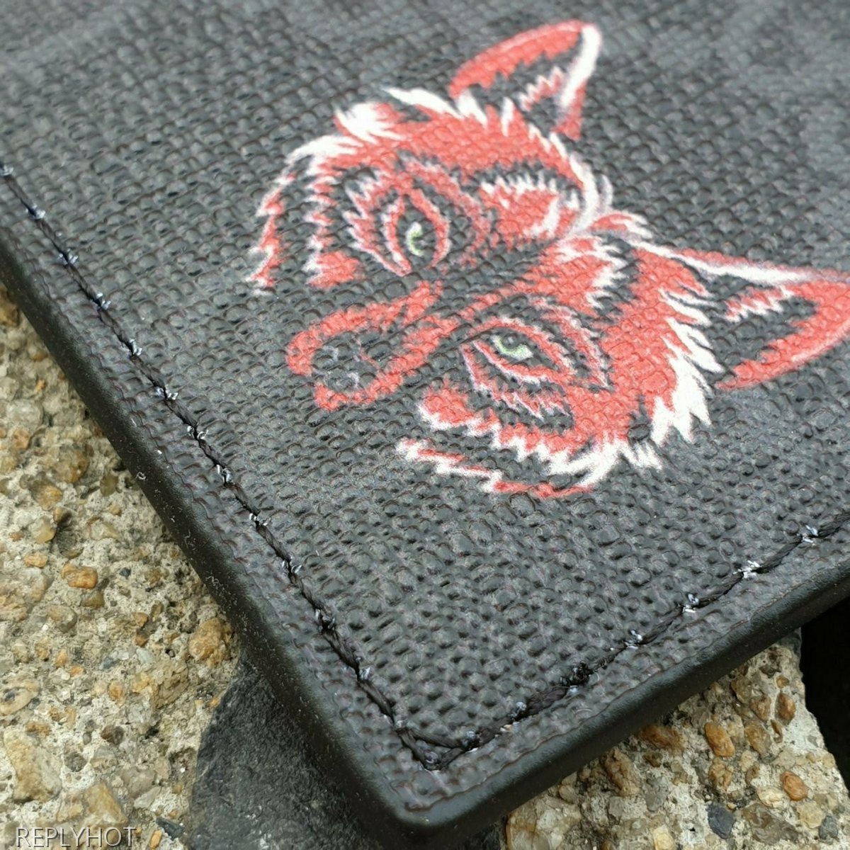 구찌 GG수프림 울프 프린트 카드지갑 블랙