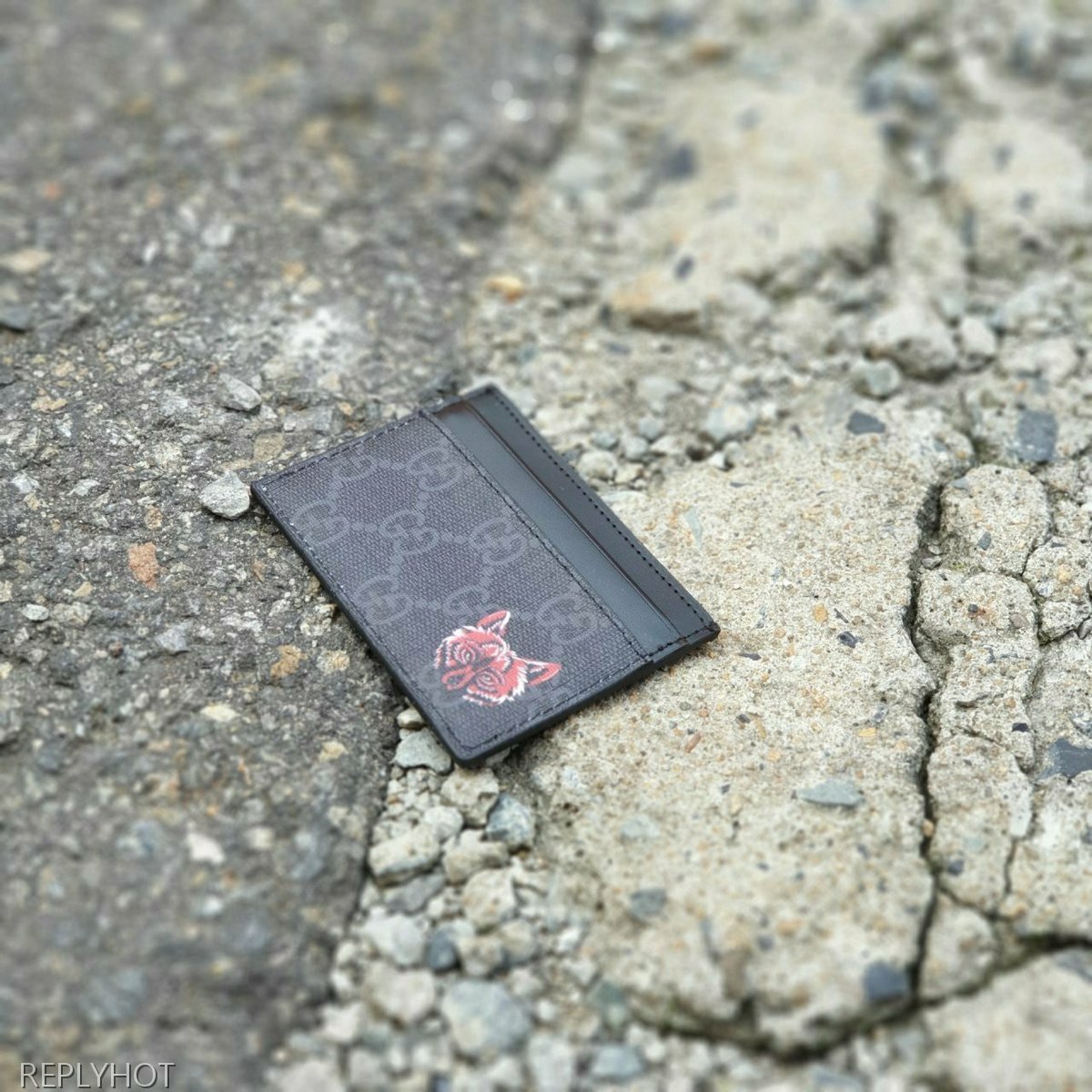 구찌 GG수프림 울프 프린트 카드지갑 블랙