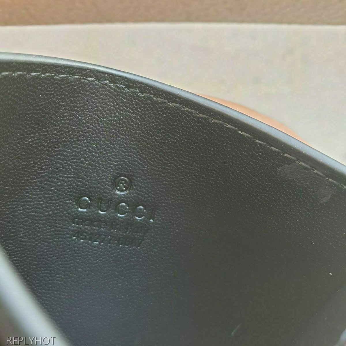 구찌 GG수프림 울프 프린트 카드지갑 브라운