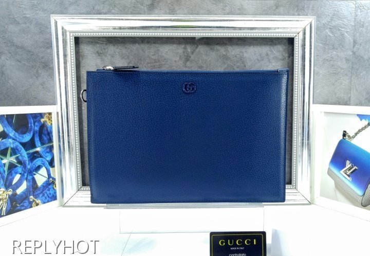 구찌 마몬트 파우치 로얄 블루 가죽 지갑