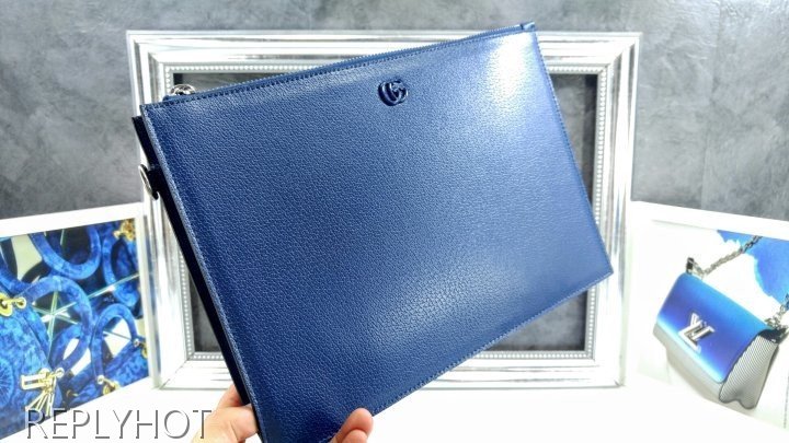 구찌 마몬트 파우치 로얄 블루 가죽 지갑