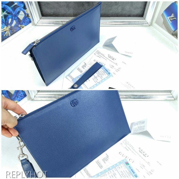 구찌 마몬트 파우치 로얄 블루 가죽 지갑