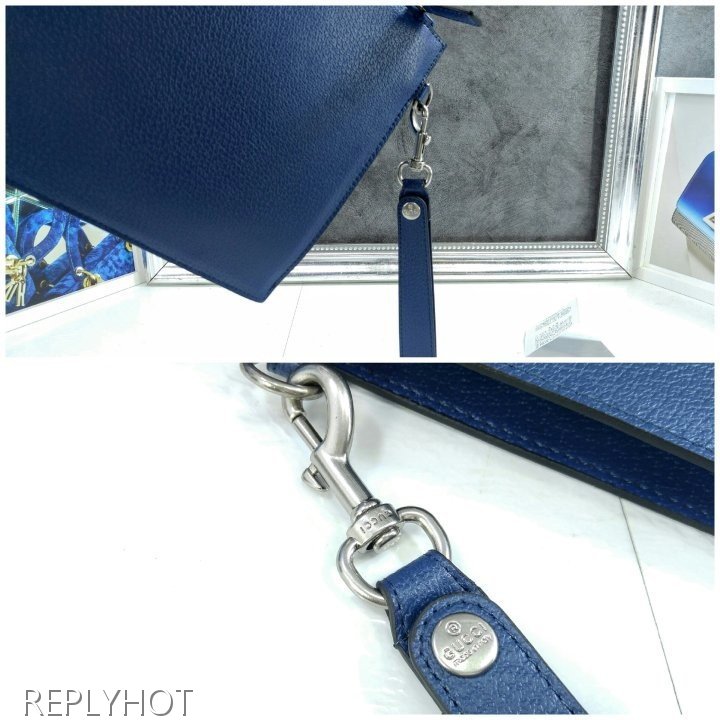 구찌 마몬트 파우치 로얄 블루 가죽 지갑