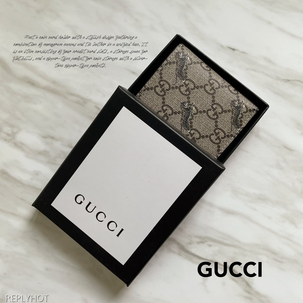 구찌 GG로고 타이거 프린팅 반 지갑