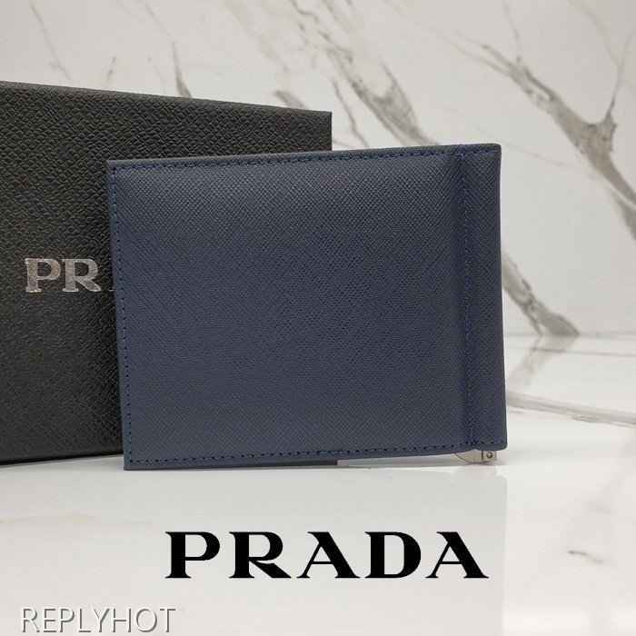 프라다 사피아노 스틸로고 머니클립 지갑